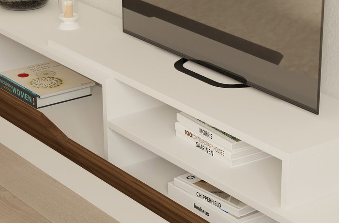 Hanah Home Elda Mueble de TV Blanco y Nogal